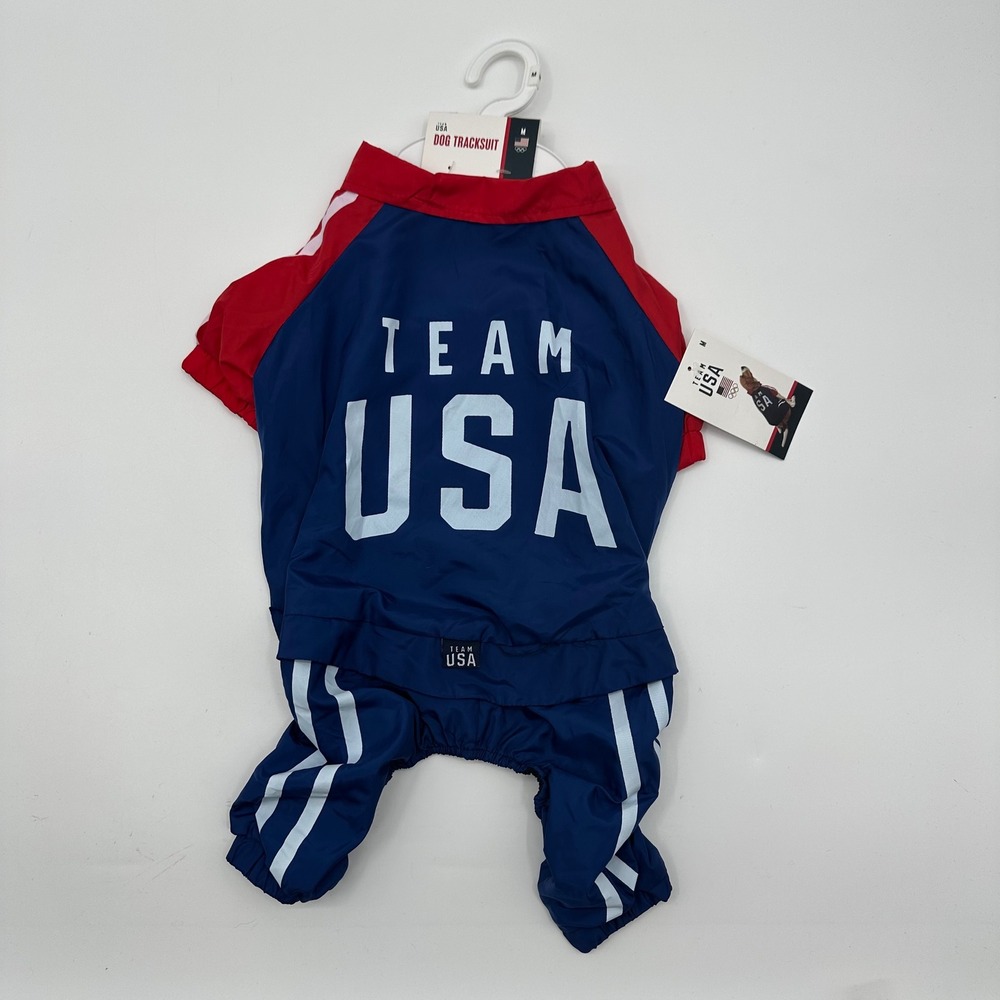 Team USA Olympics Dog Tracksuit Navy Red White Pet Outfit Size Medium NWT New